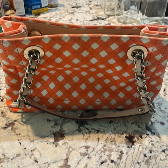Orange and white checked Kate Spade bag. Medium size - Picture 4 of 4